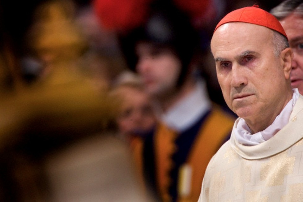 01 Jan 2007, Rome, Italy --- Vatican State Secretary Cardinal Tarcisio Bertone attends the Holy Mass of the beginning of the year, celebrated by Pope Benedict XVI at St. Peter's Basilica. --- Image by © Alessandra Benedetti/Corbis
