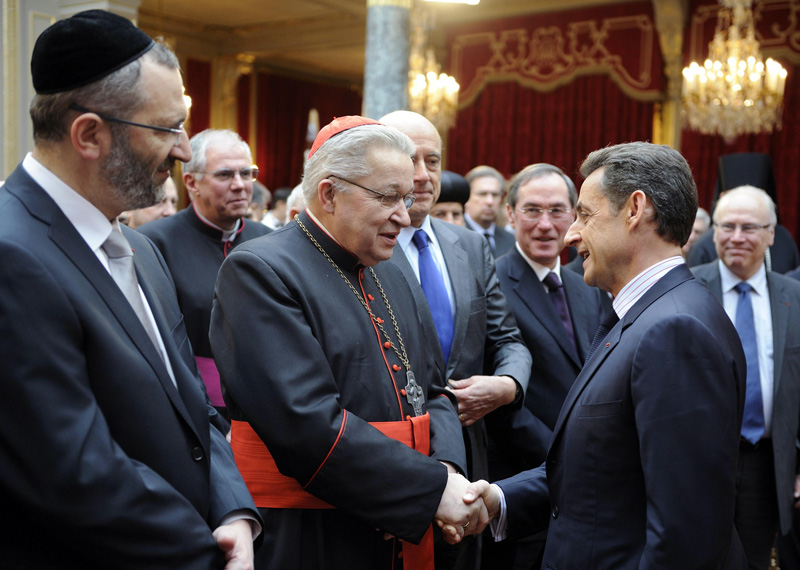 FRENCH PRESIDENT GREETS CARDINAL VINGT-TROIS AT PALACE IN PARIS